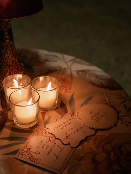 Tablescape and Signage — Sangeet decor — Alila + Samode Jaipur